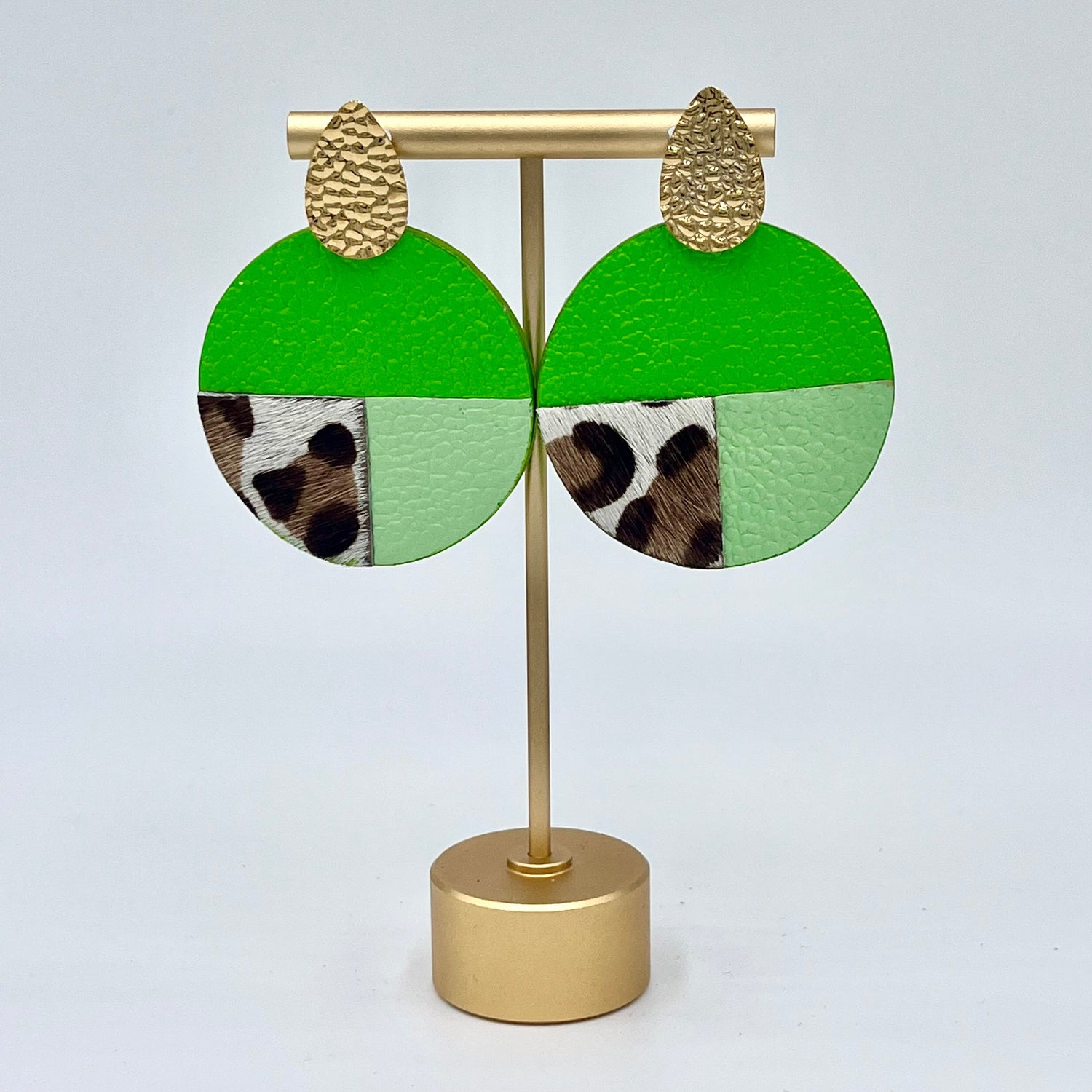 Green combination Earrings, Bright Green earrings, Green Lightweight earring