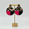 Load image into Gallery viewer, cow fur earrings, light weight earrings, Bright pink and black, Black Fuchsia, Black Bright Pink, fur earrings,
